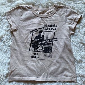 Cream color black graphic baby tee top